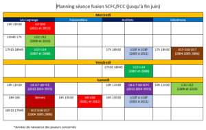 Changement planning entrainement 