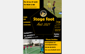 STAGE FOOT AOÛT 2021 du 23/08 au 27/08/2021