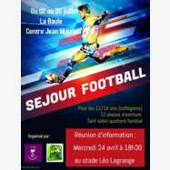 SEJOUR FOOTBALL JUILLET 2019 : Réunion d'information à 18H30 Stade Léo Lagrange 