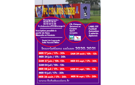INSCRIPTIONS SAISON 2020.2021