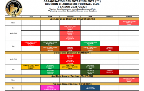 Planning Entrainements 2021.2022