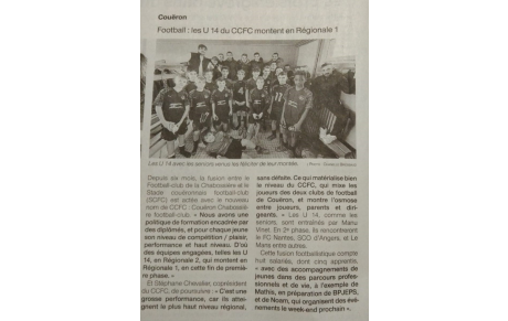 Montée R1 de nos U14 : La presse en parle 